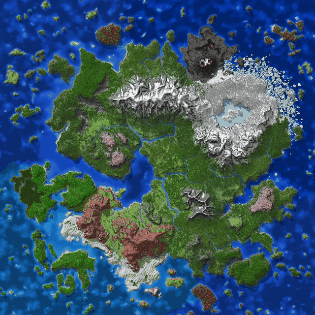 Top-down map of the Osprey island, surrounded by ocean and smaller islets.